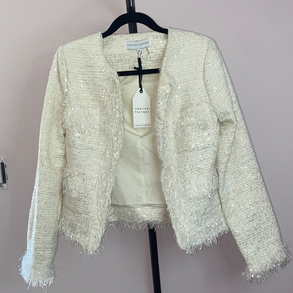 English Factory White Textured Blazer